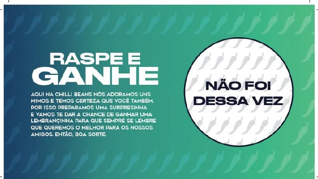 Raspadinha com a mensagem não foi dessa vez
