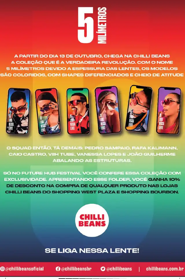 Folder da coleção 5 Milímetros distribuído no Future Hub Festival