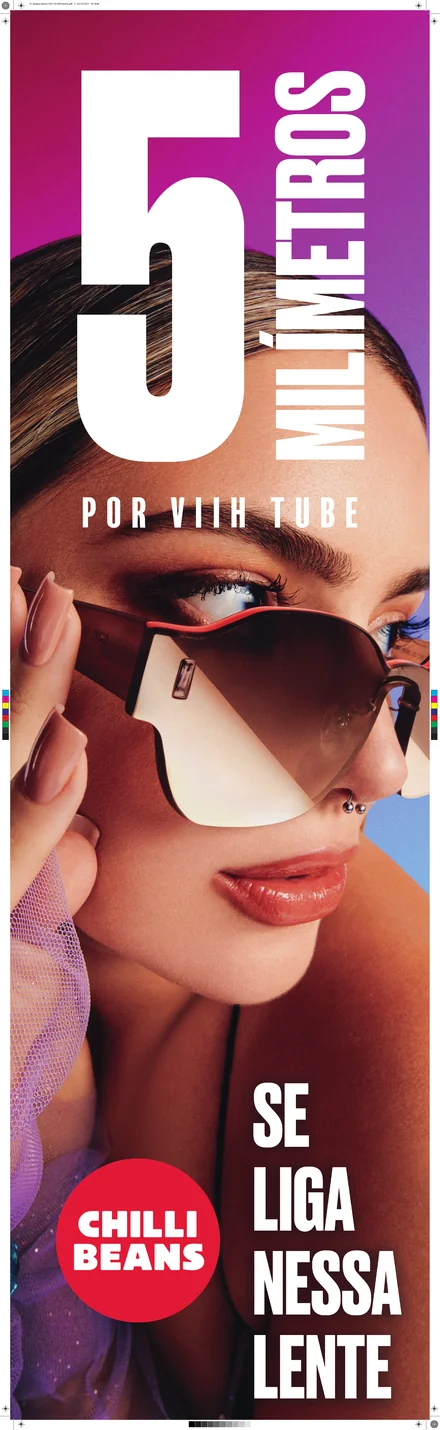 Lateral do display de valorização com Vih Tube, 35 por 119 centímetros