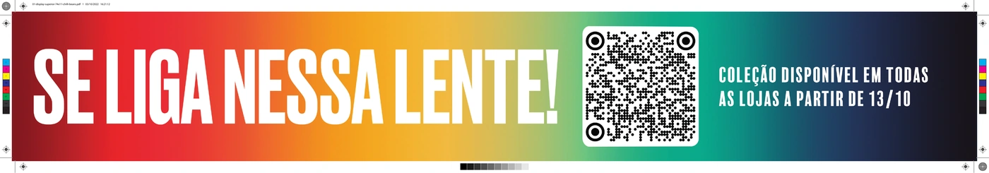 Faixa superior do display de valorização, 74 por 11 centímetros