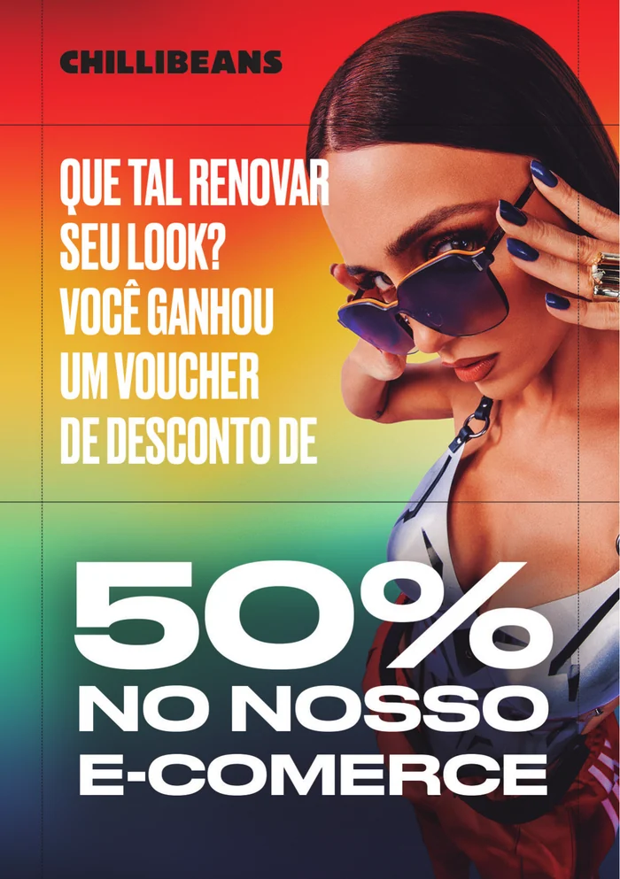 Voucher com cinquenta por cento de desconto no e-commerce