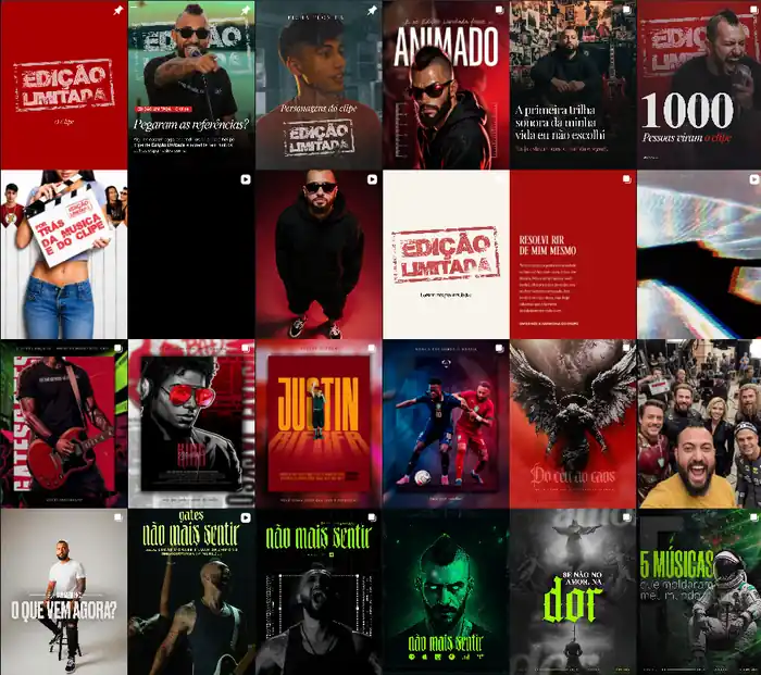 Grade do feed com as peças de social media do projeto GATES