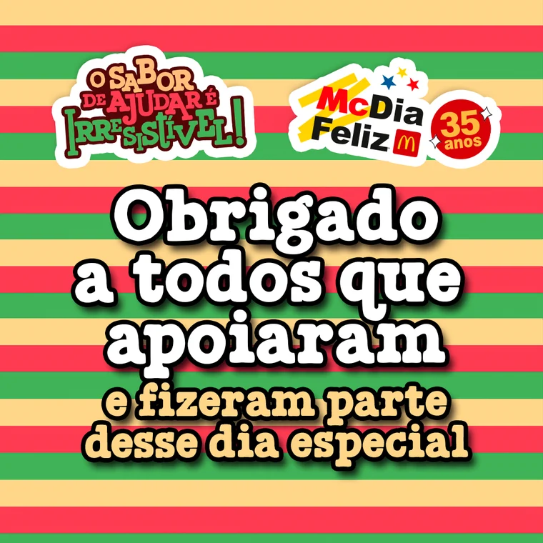 Post de agradecimento aos apoiadores