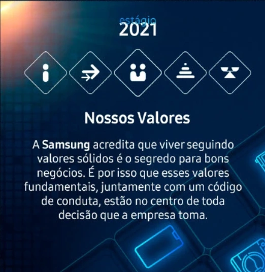 Peça de Instagram com os valores da Samsung