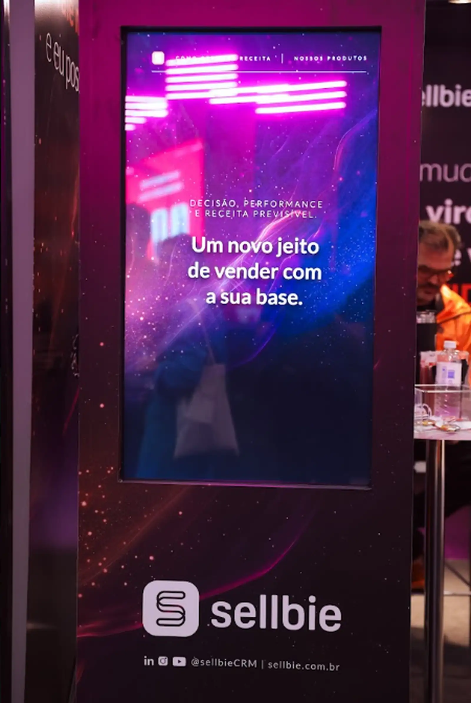 Interface do totem com os cinco produtos
