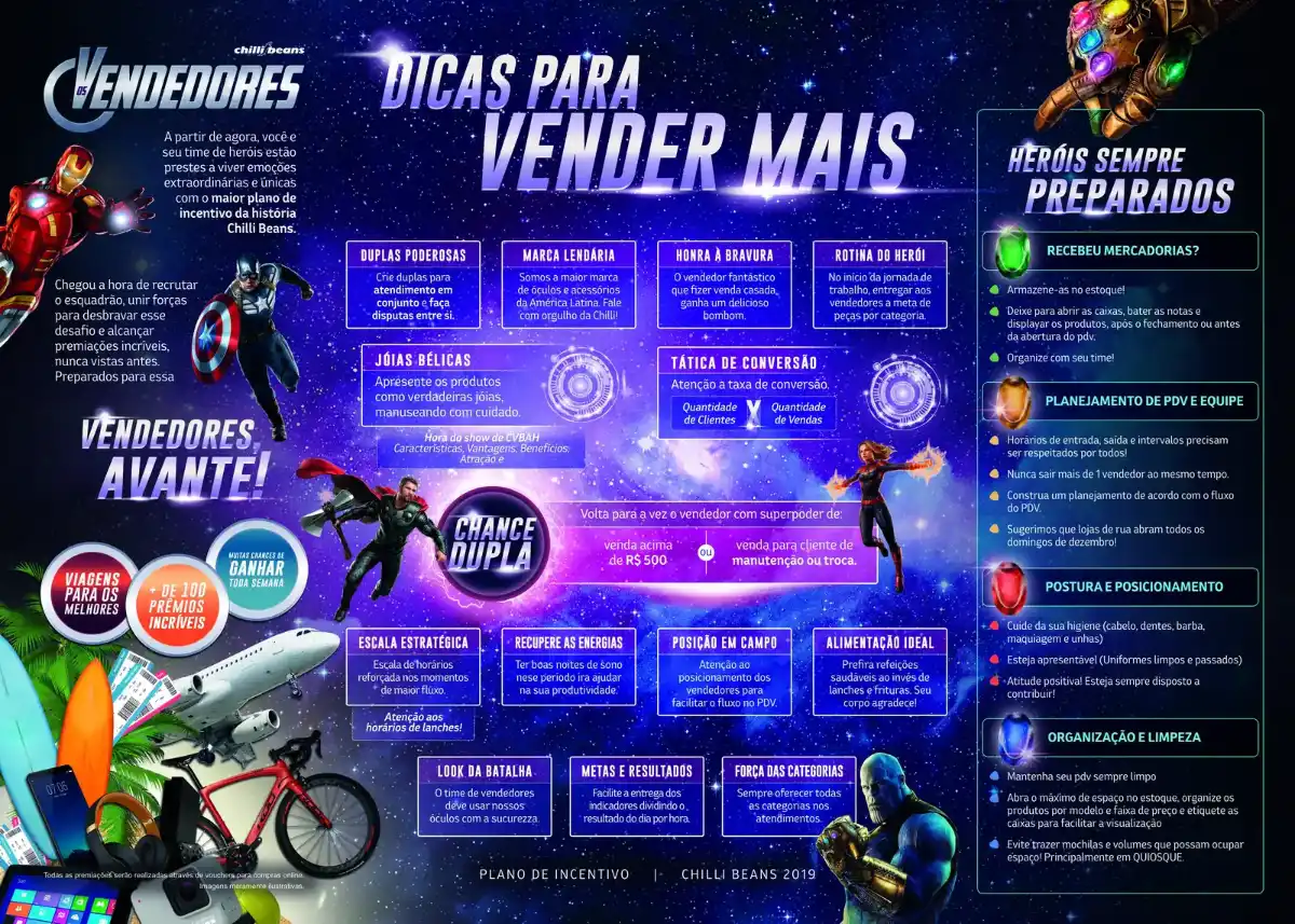 Cardápio de Dicas, peça operacional com as regras da campanha